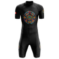 HIRBGOD Men's Quick Dry Breathable Triathlon Goods Elite Aerosuit Mexico Pattern Tri Garment Swim-bike-run Race Set