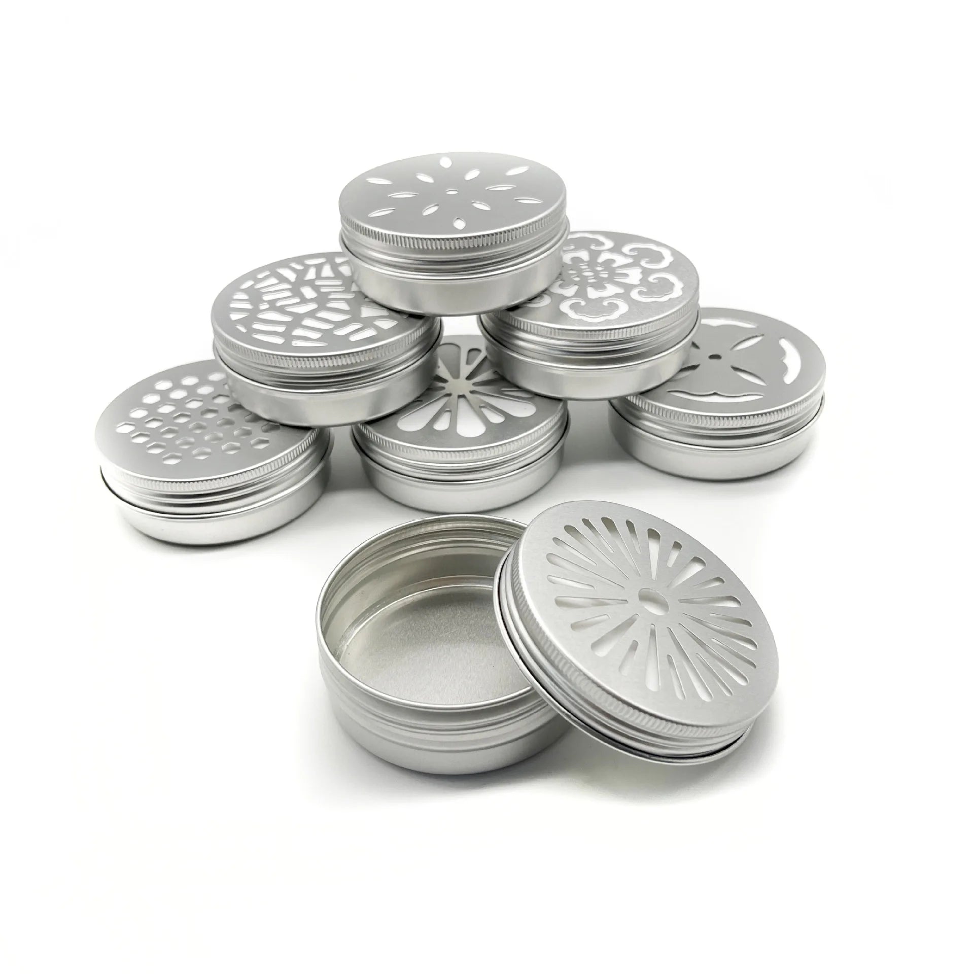 2oz 3.3oz 60ml 100ml Hollow Hole Cover Customized Gel Aluminum Cosmetic Jar for Car Home air Freshener Cream