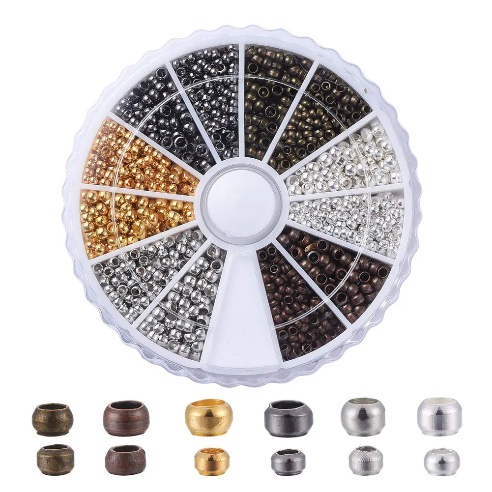 Wholesale 3000pcs Mixed Beaded 2mm Brass DIY Loose Spacer Bead Jewellery Making Kit Finding
