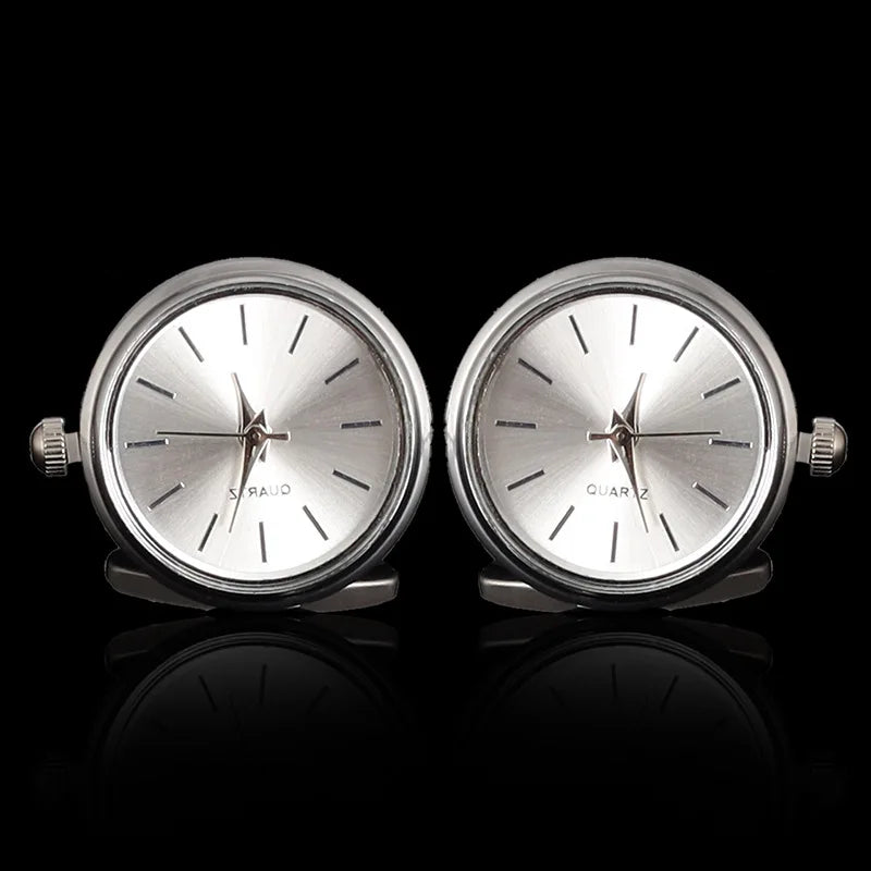 Popular Stainless Steel Luxury Cufflinks for Men Watch Clock Cufflinks for Groom Wedding MegaBDM