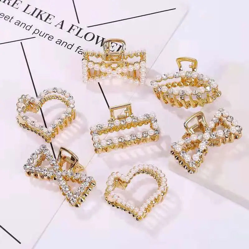 New Rhinestone Hair Claws Women Fashion Pearl Crystal Metal Hair Accessories in Sale