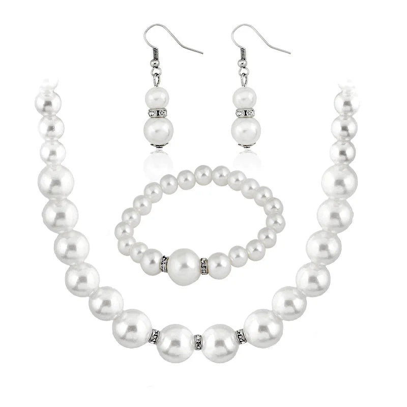 DBCA105 Hot Sale Fashion Pearls Jewelry Set Pearls Necklace Earrings Bracelet Set