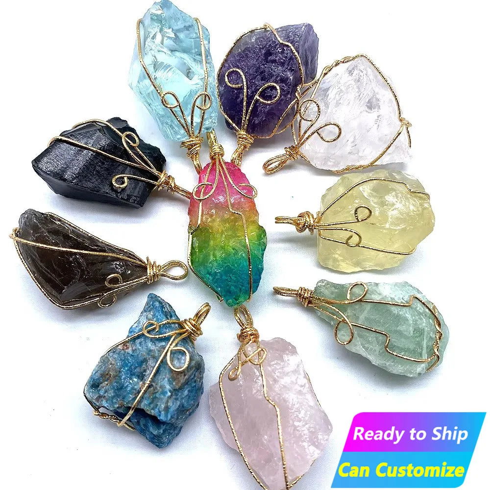 High Quality Natural Healing Stone Gemstone Jewelry Accessories Amethyst Ladies Handmade Charm Real Crystal Necklace Pendant