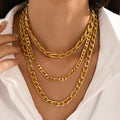 Women Waterproof Chunky 4 6 10 8MM Cuban Figaro Chain Choker Necklace Real Gold Stainless Steel Figaro Necklace 18k Gold