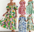 S-XL Summer  Fashion Ladies Long One-shoulder Floral Dress Women Clothing Casual Dresses Women's Maxi Dressesa