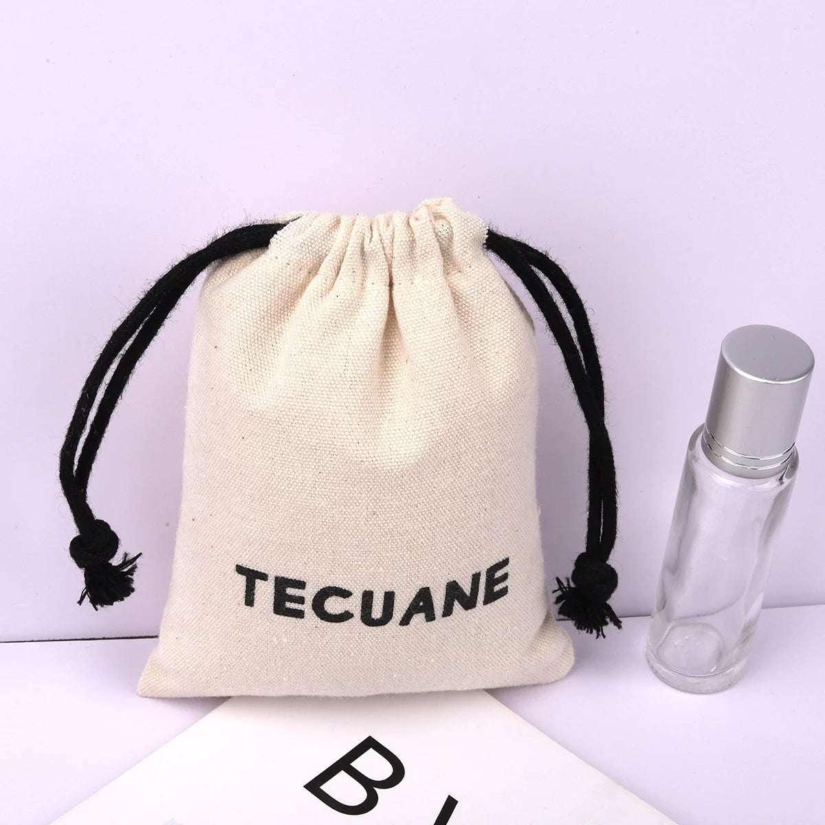 Eco-Friendly 8Oz Canvas Skincare Cosmetic Drawstring Bag Custom Logo Natural Makeup Canvas Pouch