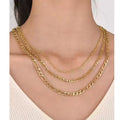 Joolim 18K Gold Plated Waterproof 3/4.5/6MM Simple Fashion Basic Figaro Collarbone Chain Necklace Stainless Steel Jewelry