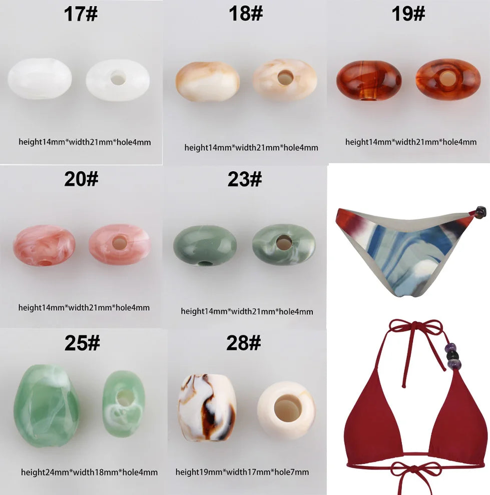 Unique Gold Resin Plastic Beads Swimwear Water Resistant Accessories Beads For Bikini