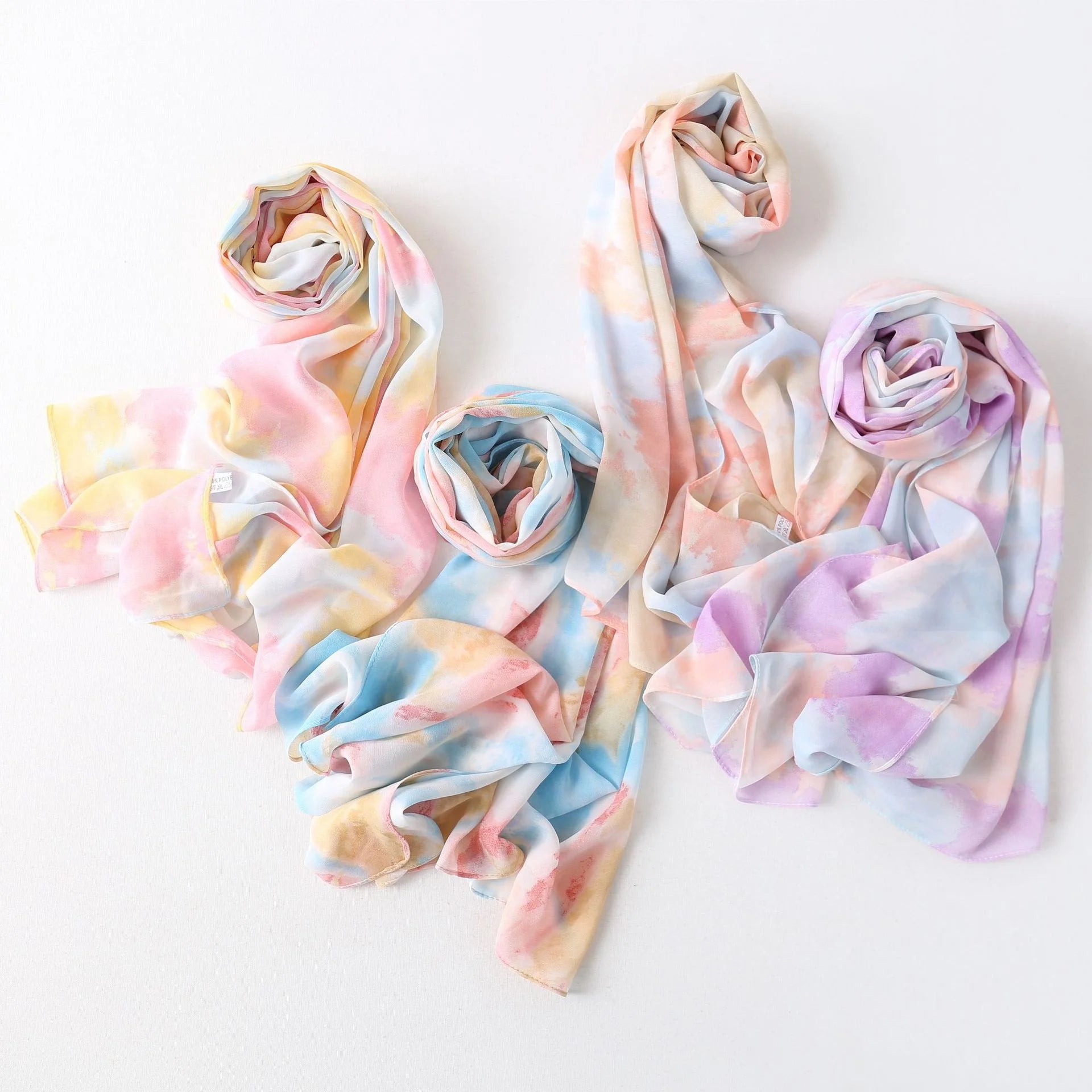 70*175cm Fashion Tie-Dye  Chiffon Hijab Scarf Women Muslim Scarves Popular Shawls Wrap Islamic Bandana Turban