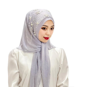 Crepe Chiffon Instant Jersey Prince Floral Hijabs Rop Islam for Muslim Women Malaysian Hijab Scarf With Lace