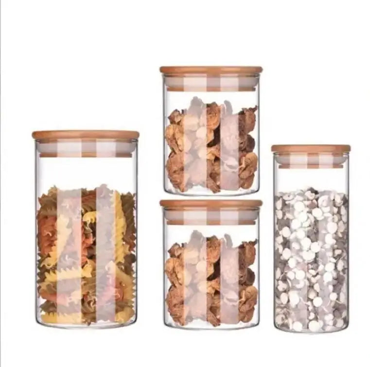 200ml 250ml 300ml 400ml 500ml 600ml 750ml 1000ml 2100ml Borosilicate Glass Food Storage Jar With Bamboo Lid