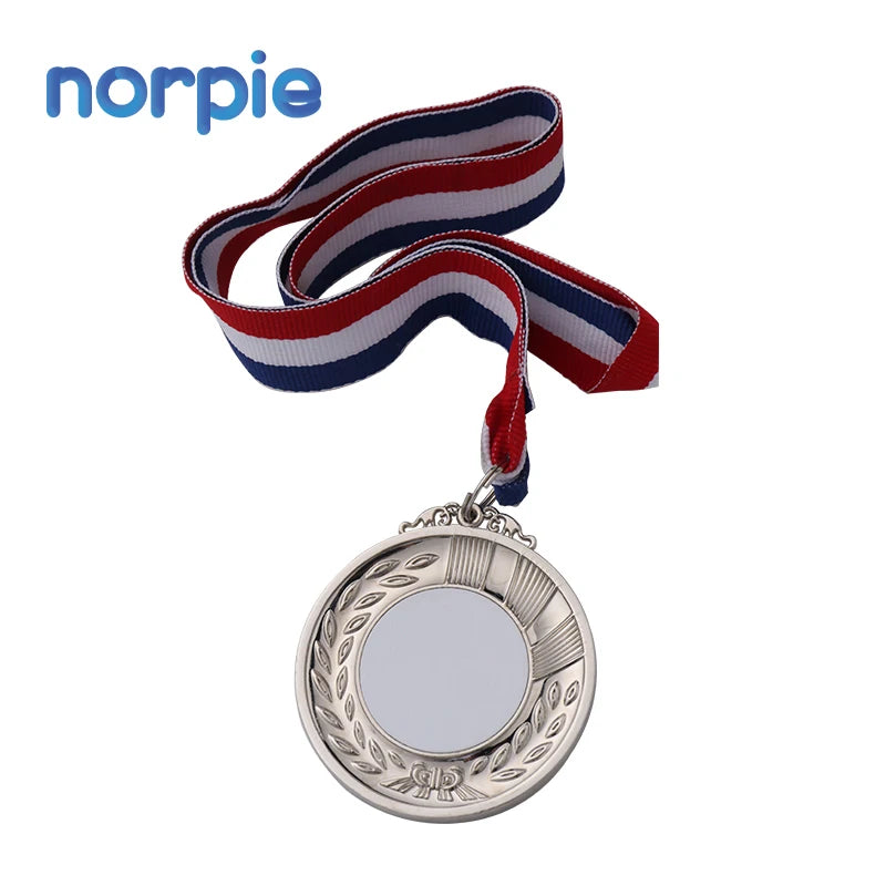 Sublimation Printing Zinc Alloy Custom Blank Double-sided  Award Medal Sublimation with Ribbon Lanyard