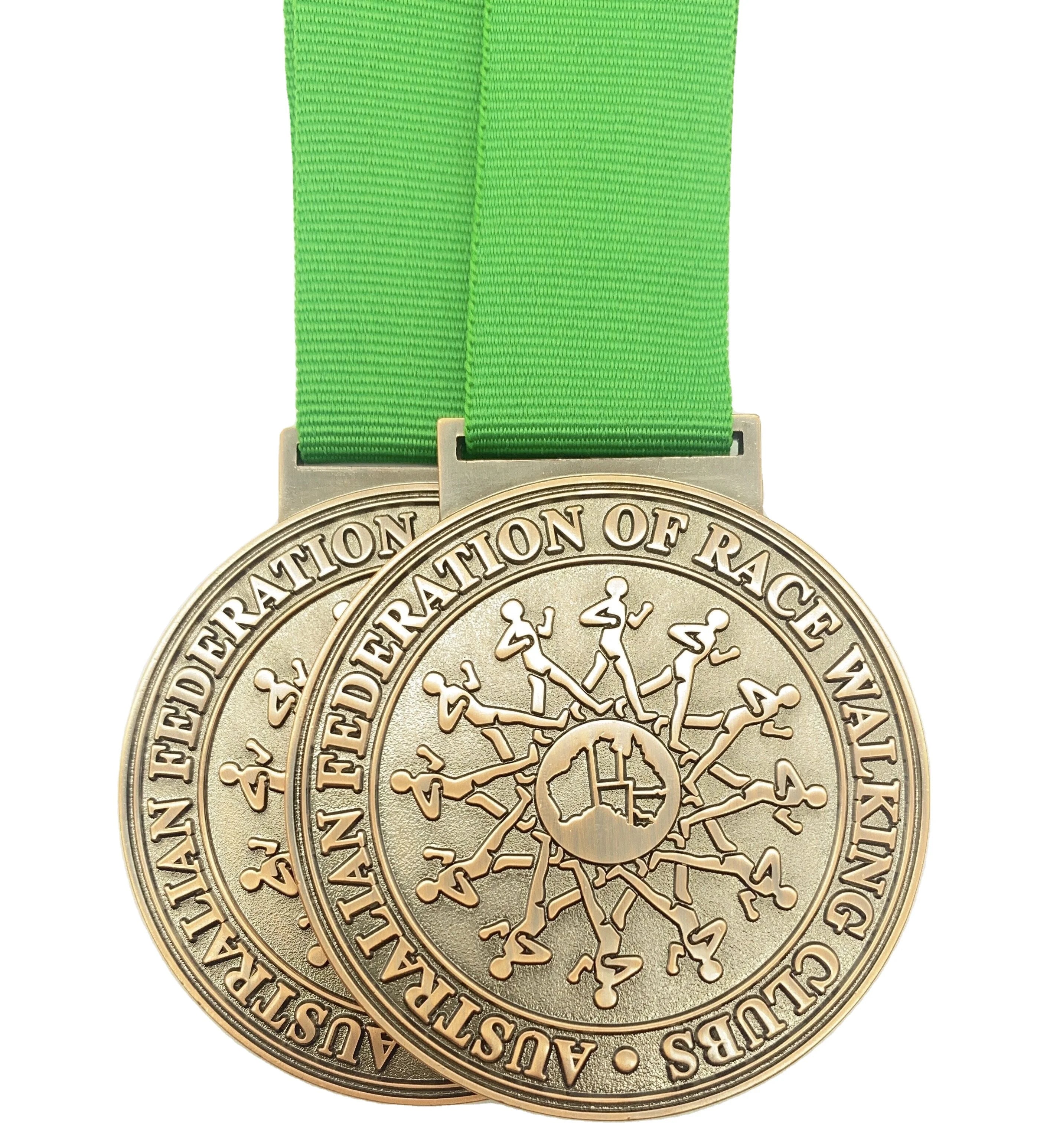 Wholesale Custom Design Personalized Zinc Alloy Casting Sport Marathon Ribbon Medal Souvenir for Festive Celebrations
