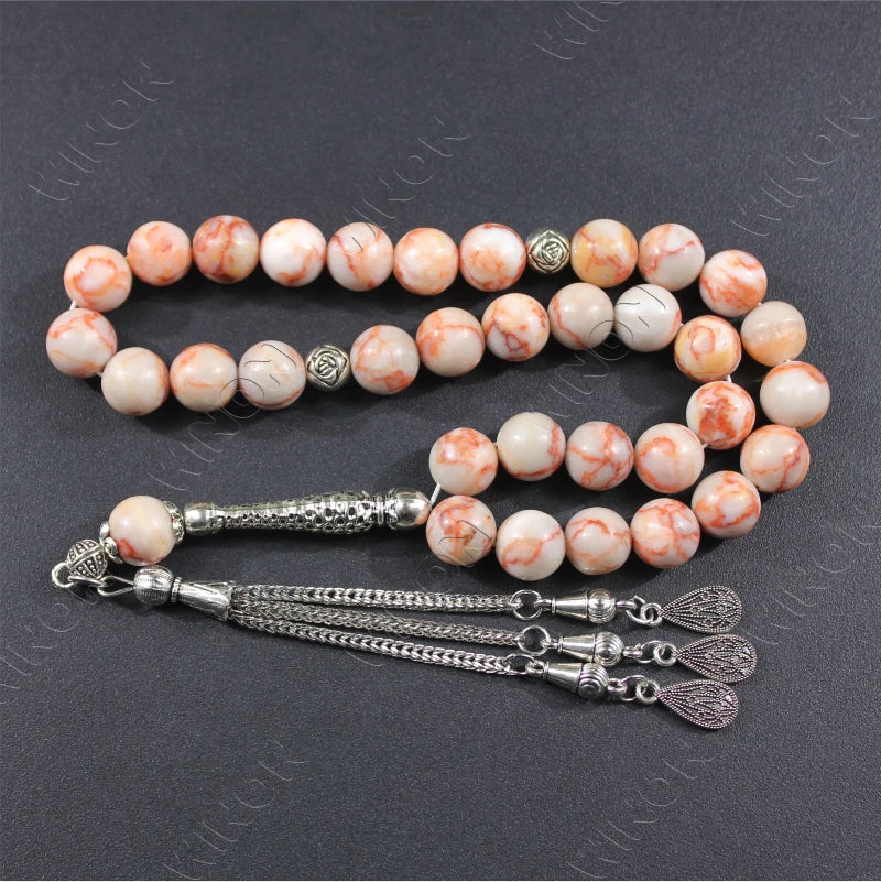 Natural Red Network Stone Mala Prayer Beads Islamic Rosary Beads Muslim Tasbih Natural Stone Ramadan Eid Gift
