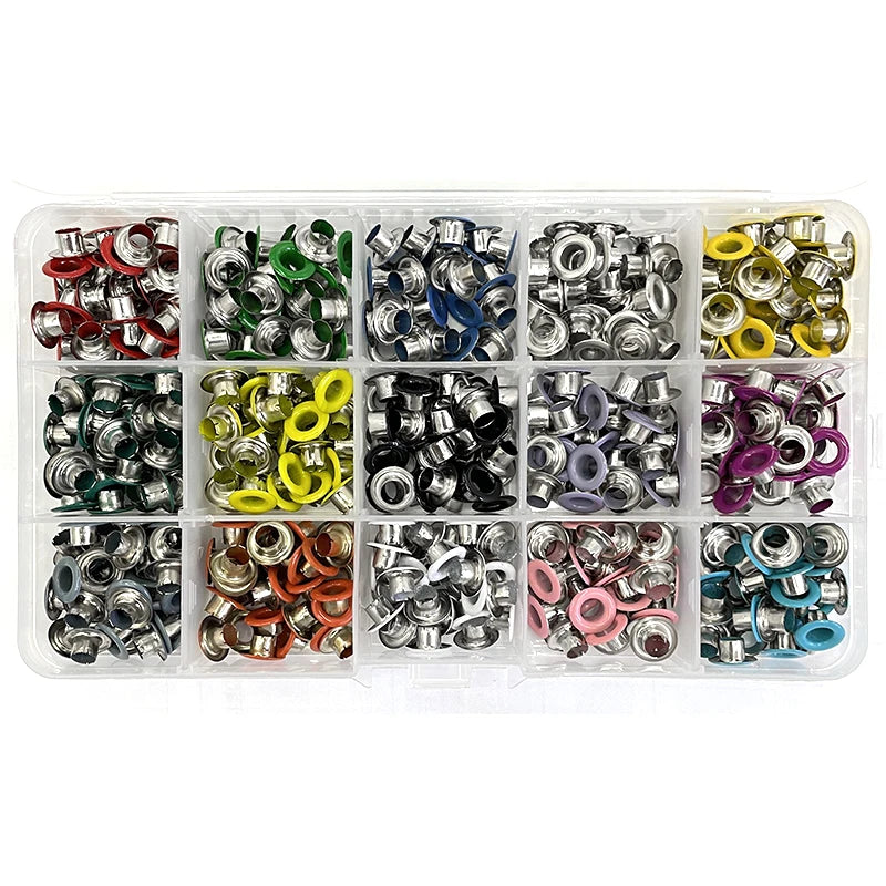 15 Colors 5 mm Eyelets Spray Gas Leather Rivets 450 Sets Buttonholes Shoelaces Metal Hole Buckle Eyelet Hand Press Tools