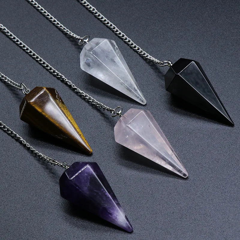 Hongzhuo Wholesale Colorful Different Materials Filling Crystal Stones Resinous Pointed Tower Pendulum Pendant for Sale