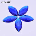 JUNAO Factory 30*62mm Horse Eye Rhinestones Flat Back Acrylic Diamond With Hole Dark Blue Crystal Rhinestone for DIY Cryfts