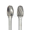 Type E Oval Tungsten Carbide Burr Rotary File with Single Double Cut Tooth Grinding Bits 2.35mm 3mm 6mm Shank Contouring Tools