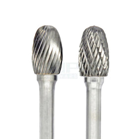 Type E Oval Tungsten Carbide Burr Rotary File with Single Double Cut Tooth Grinding Bits 2.35mm 3mm 6mm Shank Contouring Tools