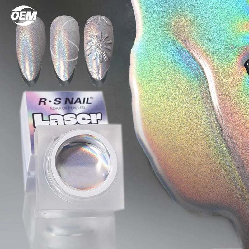 R S Nail  Hot Selling Gel Nail Polish  5g 15g 30g 50g Hema Free Gel UV Lamp Metallic Color Nail Gule Laser Metallic Silver Gel