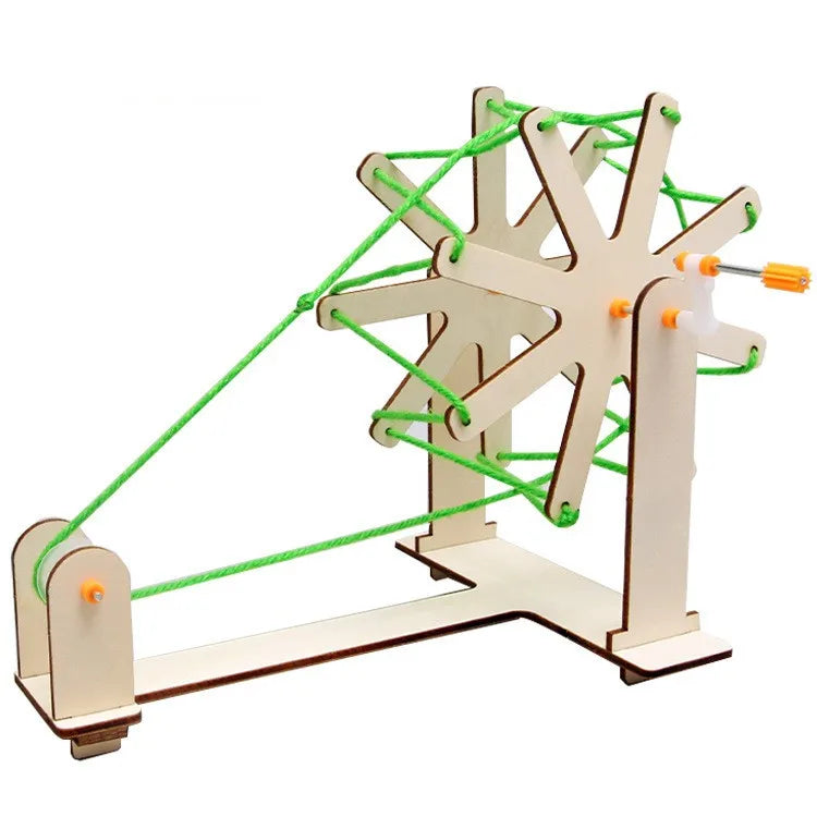 DIY Wooden Spinning Wheel Model Handmade Assemble Scientific Experiment Material Kits Student Education DIY CRAFT WOOD