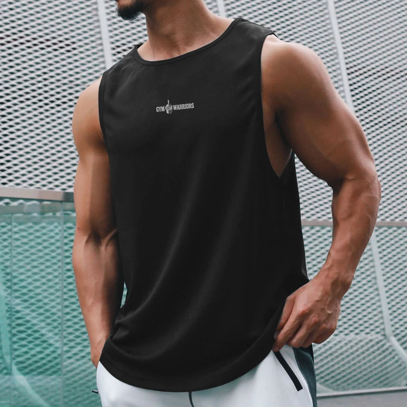 Singlets for Men Summer Sleeveless T-shirt Men Stringer tank Top Bodybuilding Mesh Breathable High Street Fitness Wear