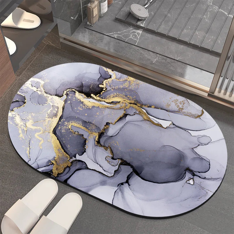 Marble Pattern Manufacturer Price Anti Non Slip Fast Absorbent Quick Dry Bathroom Mats Fast Drying Floor Bath Mats Bathroom Mats