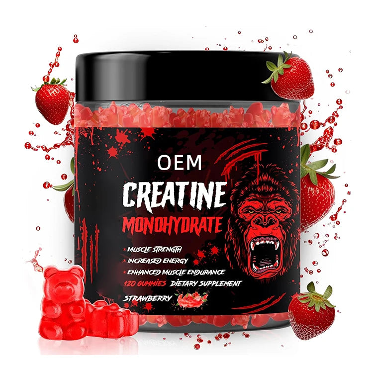 Sugar-Free Creatine Monohydrate Gummies Preworkout Supplement for Adult Muscle Growth Strength Energy Support for Women