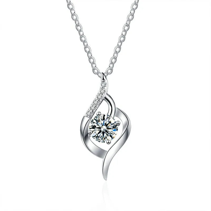 S925 Sterling Silver Moissanite Pendant Necklace With Clavicle Chain for Women
