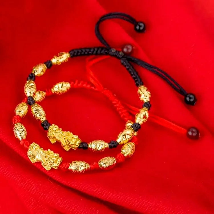 Dubai Jewelry Gold PlatedRed String Brave Bracelet Exquisite Craftsmanship Gold Plated Brave Red String Bracelet Ladies Jewelry