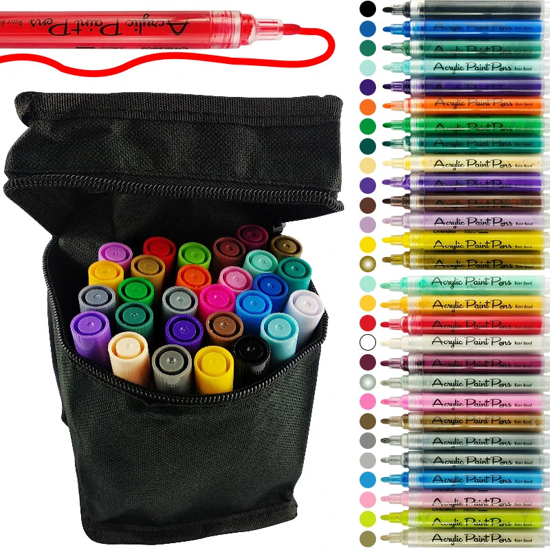 28 Colors Pen Marker Set Water Based Acrylic Paint Marker Pens