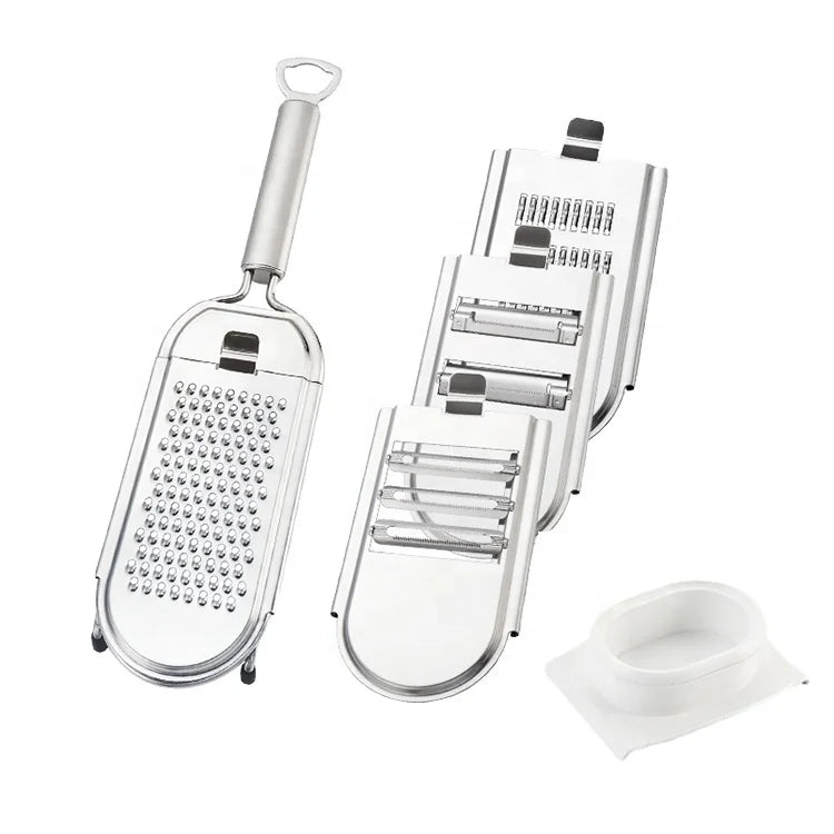 Multifunctional Stainless Steel 4-in-1 Vegetable Slicer Potato Garlic Cheese Peeler ABS Hand Protector Potato Carrot Grater