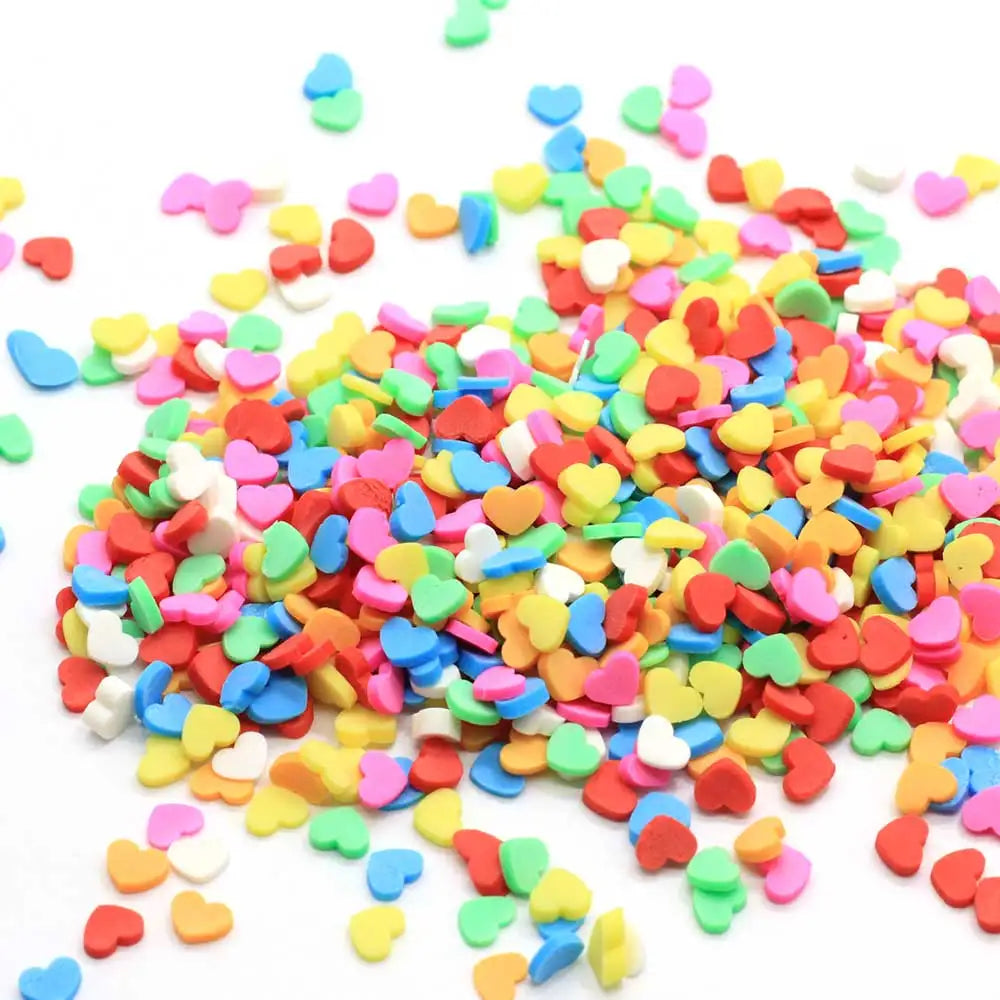 Tiny Cute Polymer Clay Colorful Heart Slices Soft Clay Charms for Kids DIY Beads Valentine's Day Resin Craft Making
