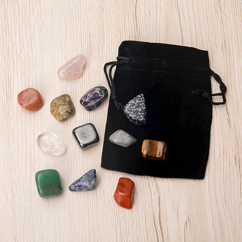 12pcs Natural Crystal Mineral Rock Tumbled Stone Mineral Collection Science Education Kit