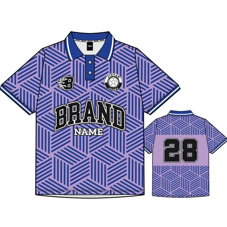 Custom Design Your Own Brand Golf Polo Quick Dry Soccer Jersey Purple Line Men's Oversize Football Polo Shirts