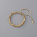 Fashion Jewelry Adjustable Pull Stainless Steel Non Fade Gold Plated Women Link Chain Bracelets Accessories