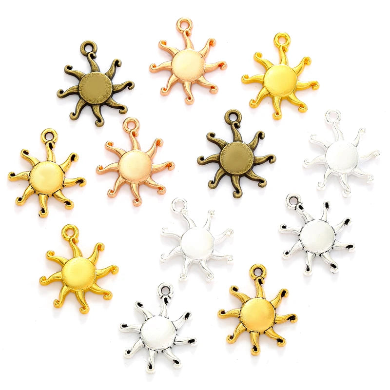 6 Color Sun Charms Alloy for Earring Necklace Pendants DIY Handmade Jewelry Accessories Making 19*16mm L224