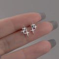 S925 Sterling Silver Star Cross Stud Earrings Female Thai Silver Earrings Women Simple Retro Designer Earrings Fine Jewelry