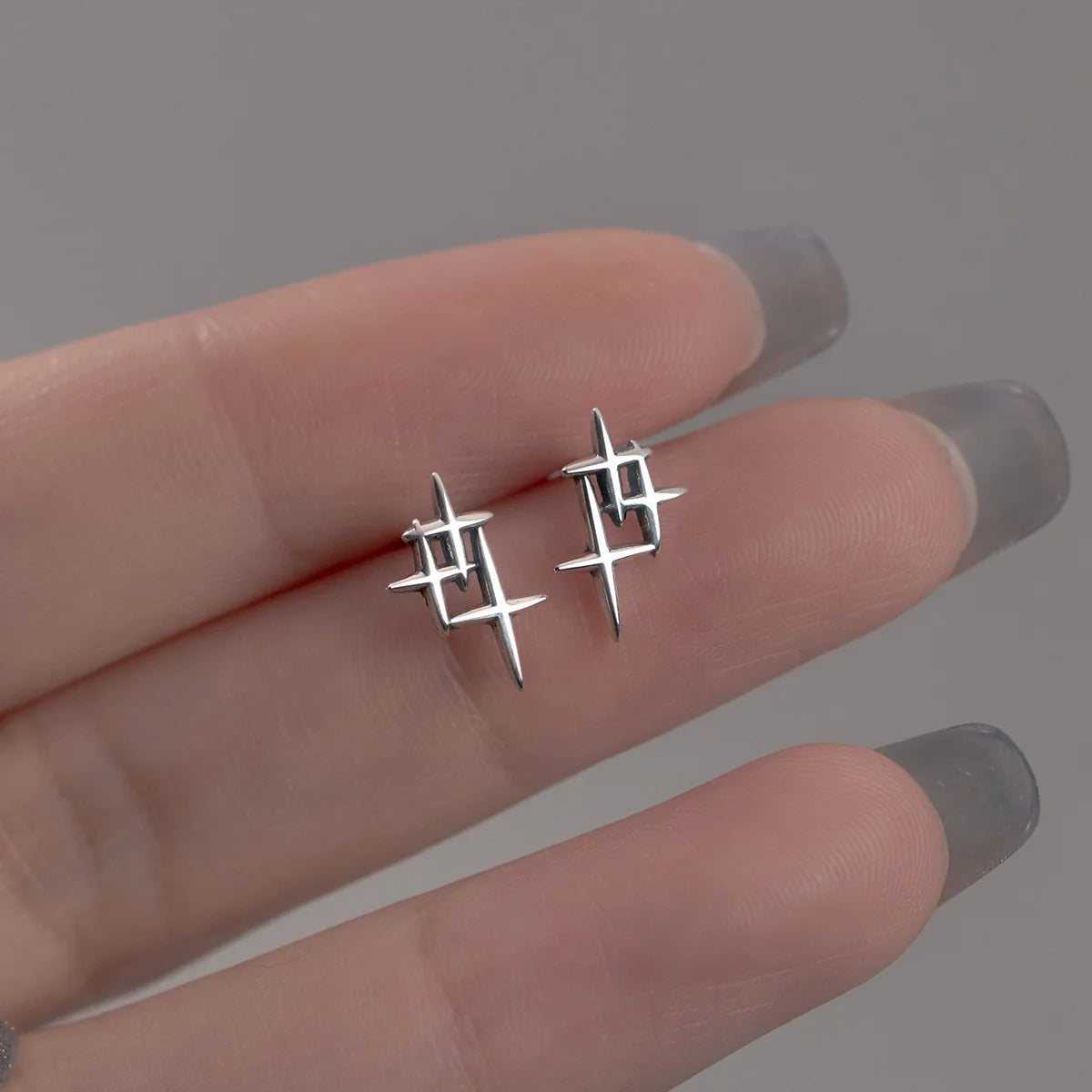 S925 Sterling Silver Star Cross Stud Earrings Female Thai Silver Earrings Women Simple Retro Designer Earrings Fine Jewelry