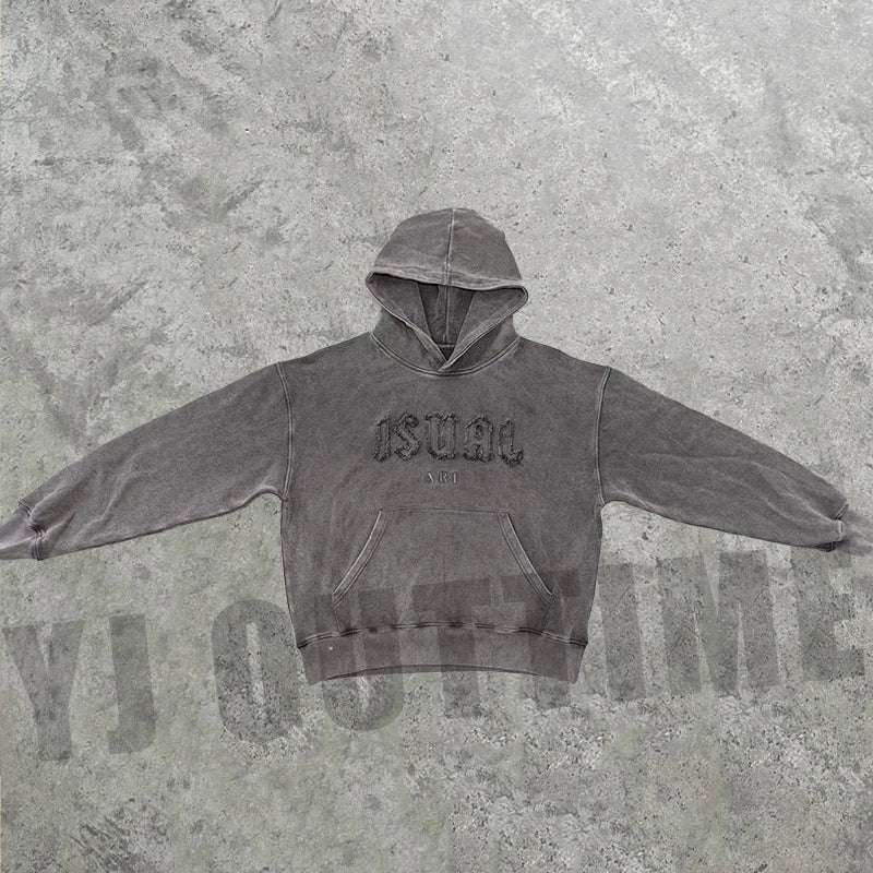 Custom Luxury Washed Embroidery Drop Shoulder Baggy Men Hoodies Unisex Heavyweight Oversized Pullover Hoodie for Man