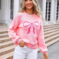 Manufacturer Autumn Winter Bow Sweater Custom Oversized Knitted Valentine Sweater for Women