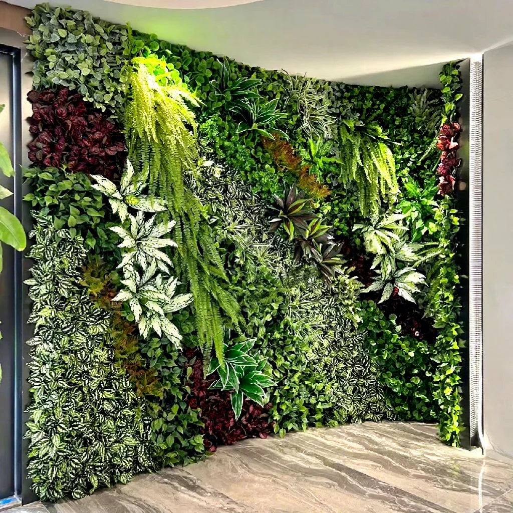 Artificial Green Flowers Plant Wall Panel Home Background Decoration Green Wall Artificial Flowers