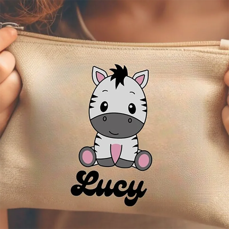 Practical & Lovely Zippered Canvas Pencil Case with Personalized Name Custom Fashionable Gift for Kids' Birthdays One-of-a-Kind