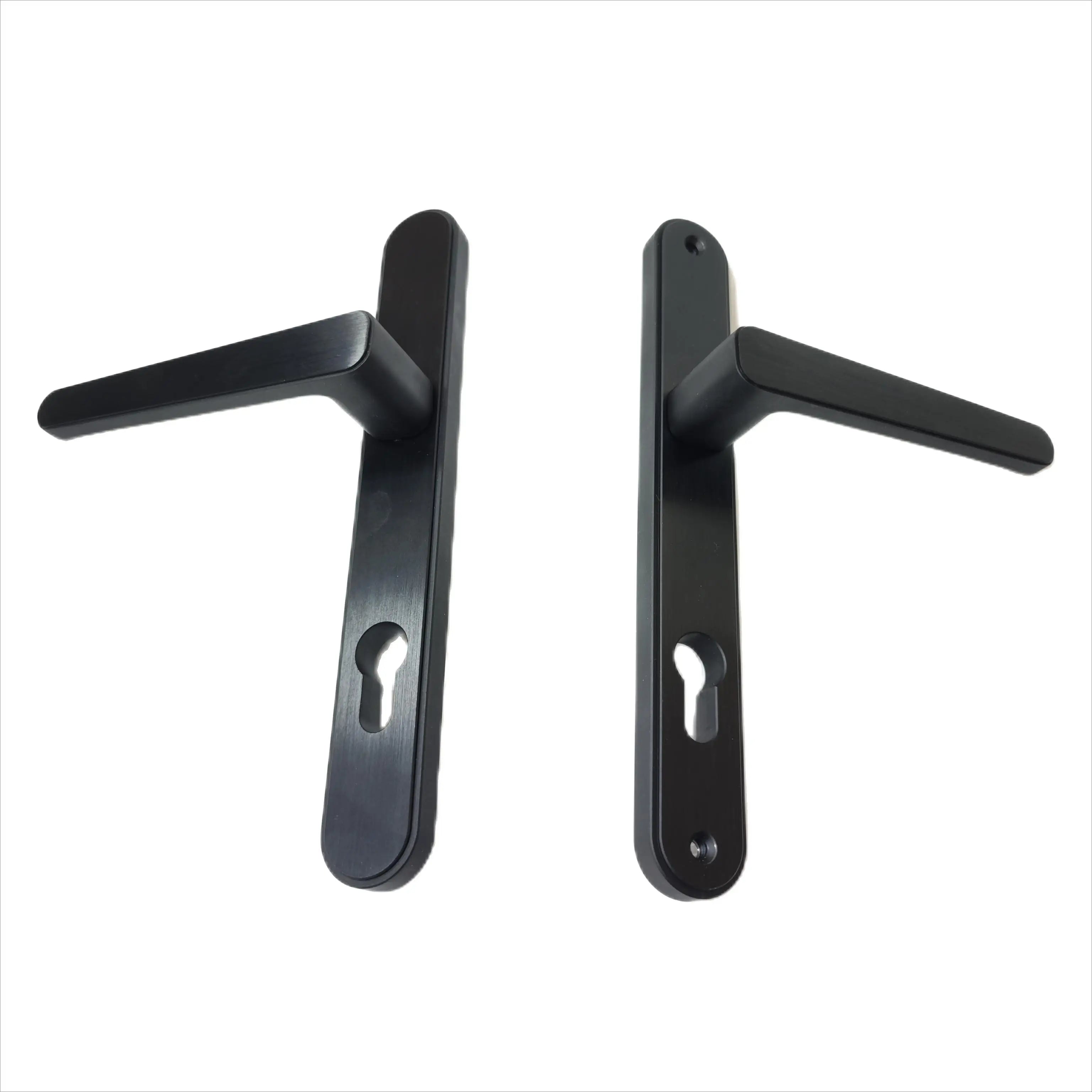 High Quality CNC Aluminum Door Handle Matte Black Glass Door Lever Lock Modern UK Style Design for Hotel Use Factory ODM OEM