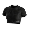 Black Ladies Workout T-Shirt Crop Design Short Sleeves Sweat-wicking Breathable Custom Printing Athletic Wear