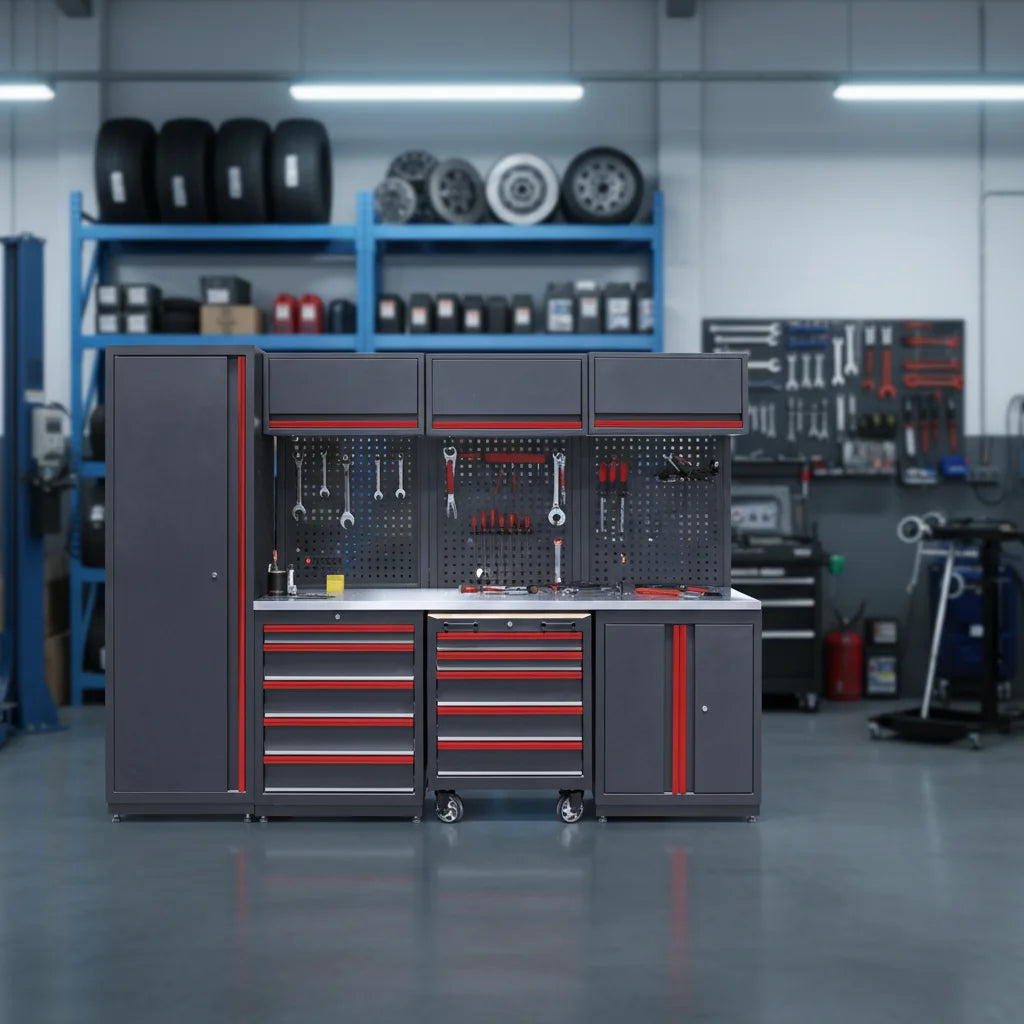 GATmatic GWS141D Heavy Duty Industrial Wholesale Metal Tool Cabinet 8 Drawers Custom Modular Garage Workshop Workstation