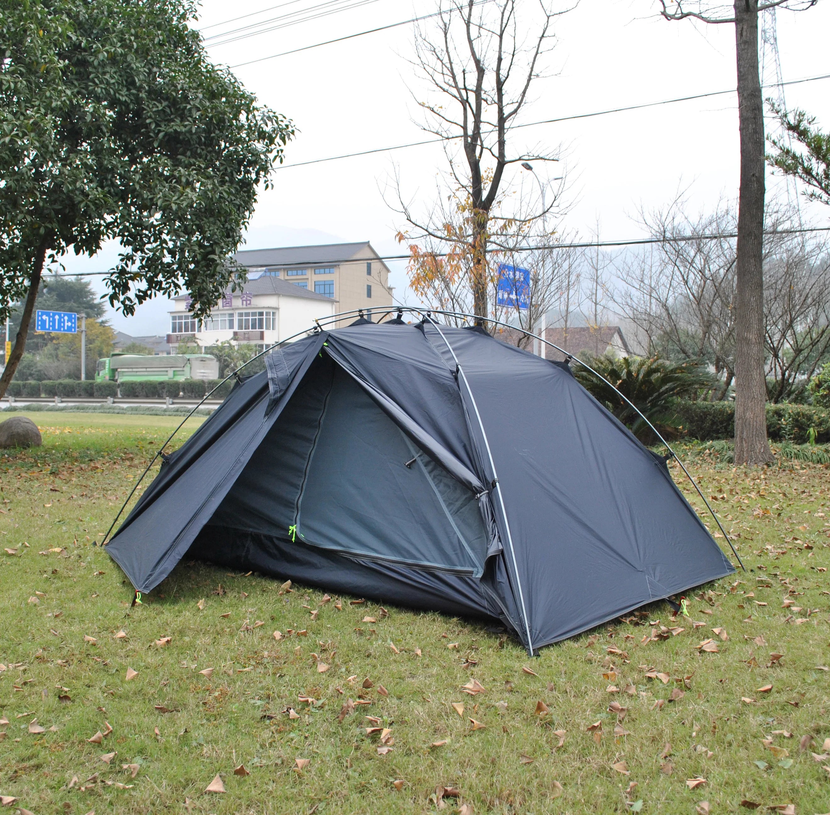 CZX-312 Outdoor Ultralight 2-Person Trekking Tent 20D Silicon Coated Black Tent Gravity 1P/2P 1-Person Option