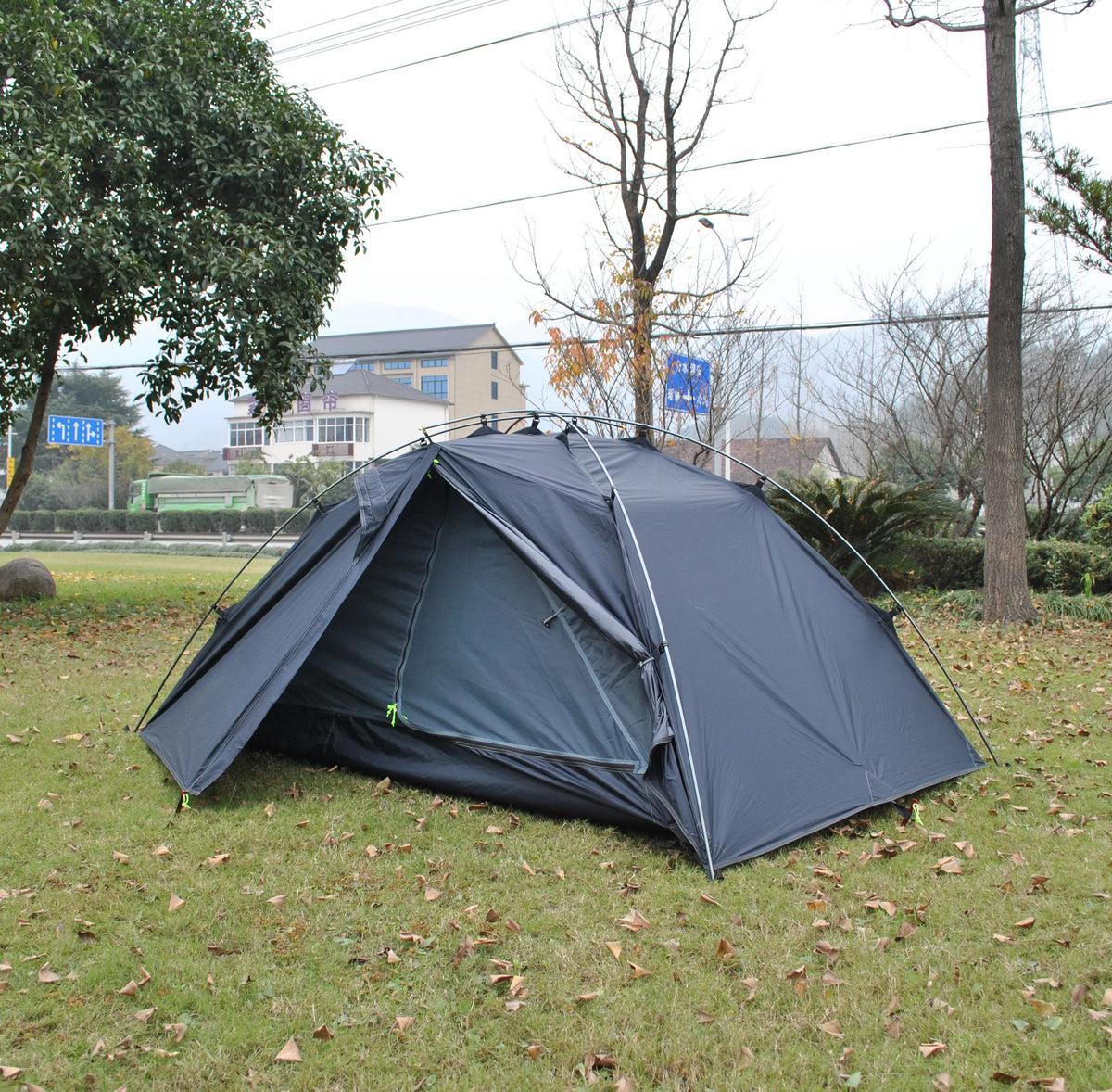CZX-312 Outdoor Ultralight 2-Person Trekking Tent 20D Silicon Coated Black Tent Gravity 1P/2P 1-Person Option