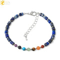 CSJA Wholesale Reiki Energy 4mm Natural Stone Wheel Beads Bracelets Healing Crystal 7 Chakra Bracelet Adjustable Jewelry G543
