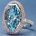CAOSHI Wholesale Gorgeous Oval Blue Crystal White/Pink CZ Finger Rings for Trendy Silver Plated Wedding Rings Jewelry for Women